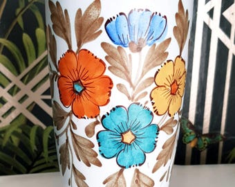 フラワーベース　アールデコ　オランダ陶器　花瓶　ゴーダ　アールヌーボー ゴーダ・アールデコ陶器の花瓶：手描きのオランダ風ディンプル花瓶
