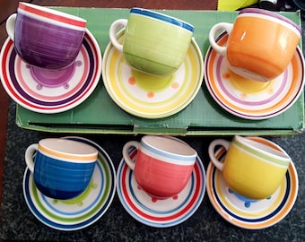 RARE Rose & Tulipani Cups and Saucers Boxed Set