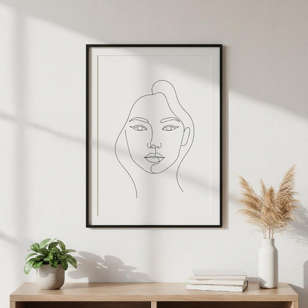 Minimalist Woman Face Line Poster | Abstract One Line Drawing Wall Art ...