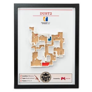 Counter Strike - 3D-geprinte kaart - stof 2, 30 x 40 cm