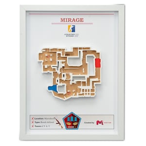 Art mural carte Mirage 3D - Inspiré de Counter-Strike 2 - Cadeau pour joueur