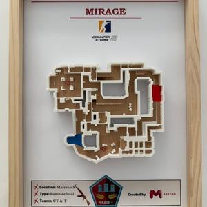 Art mural carte Mirage 3D - Inspiré de Counter-Strike 2 - Cadeau pour joueur