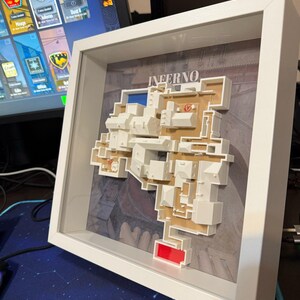 Inferno 3D Shadow Box - Art mural Counter-Strike / Cadeau pour joueur