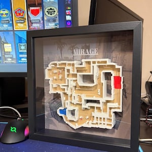Shadow Box 3D Mirage noir - oeuvre d'art murale Counter-Strike / cadeau pour joueur