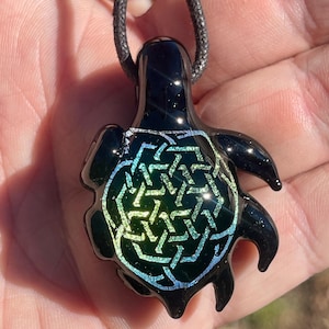 Sacred Geometry Rainbow Dichroic Sculpted Blown Glass Pendant