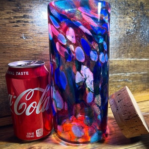 Blown Art Glass Widemouth Jar Vessel Urn Vase Bottle 9” tall