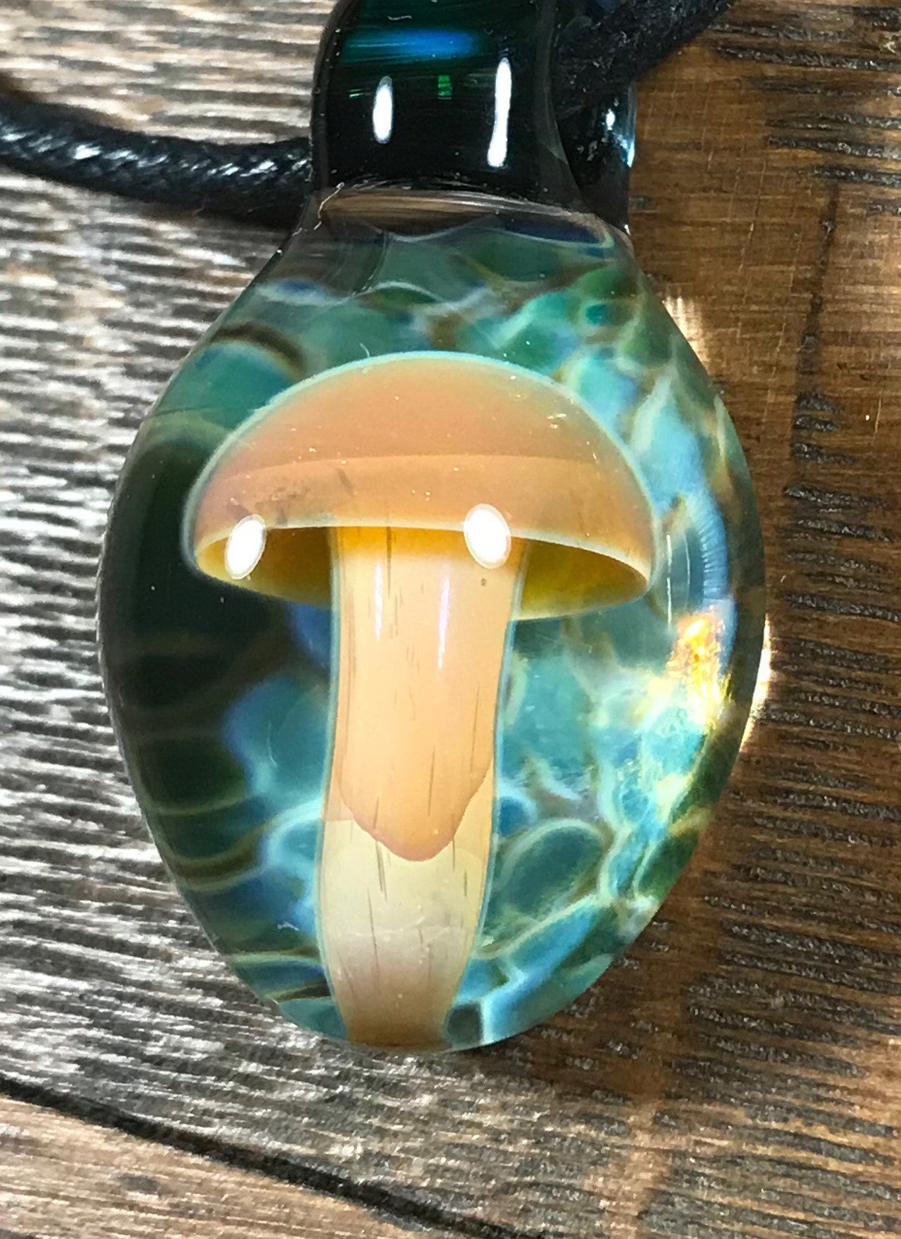 Mushroom Glass Pendant bead necklace | Etsy