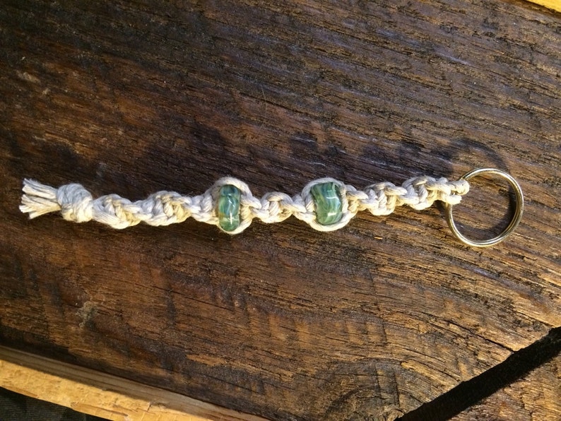 Blown Glass Bead Hemp Keychain Etsy