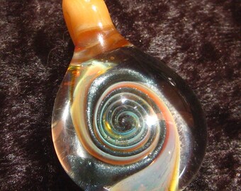 Exotischer Carmel Sparkle Swirl Glas Anhänger
