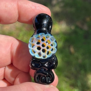Skull Honeycomb Murrine Blown Glass Pendant Necklace
