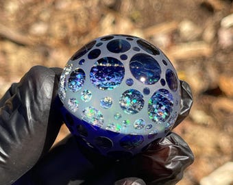 Sandblasted Opal Dichro Vortex Marble Orb 40mm artist signed AJW