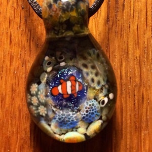 Clown Fish Dichroic Reef Blown Glass Pendant
