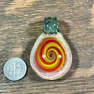 Large Inside-out 3-D Vortex Swirl Glass red gold green rasta