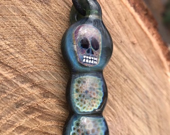 Schädel-Waben-Murrine mundgeblasenes Glas-Anhänger-Halskette