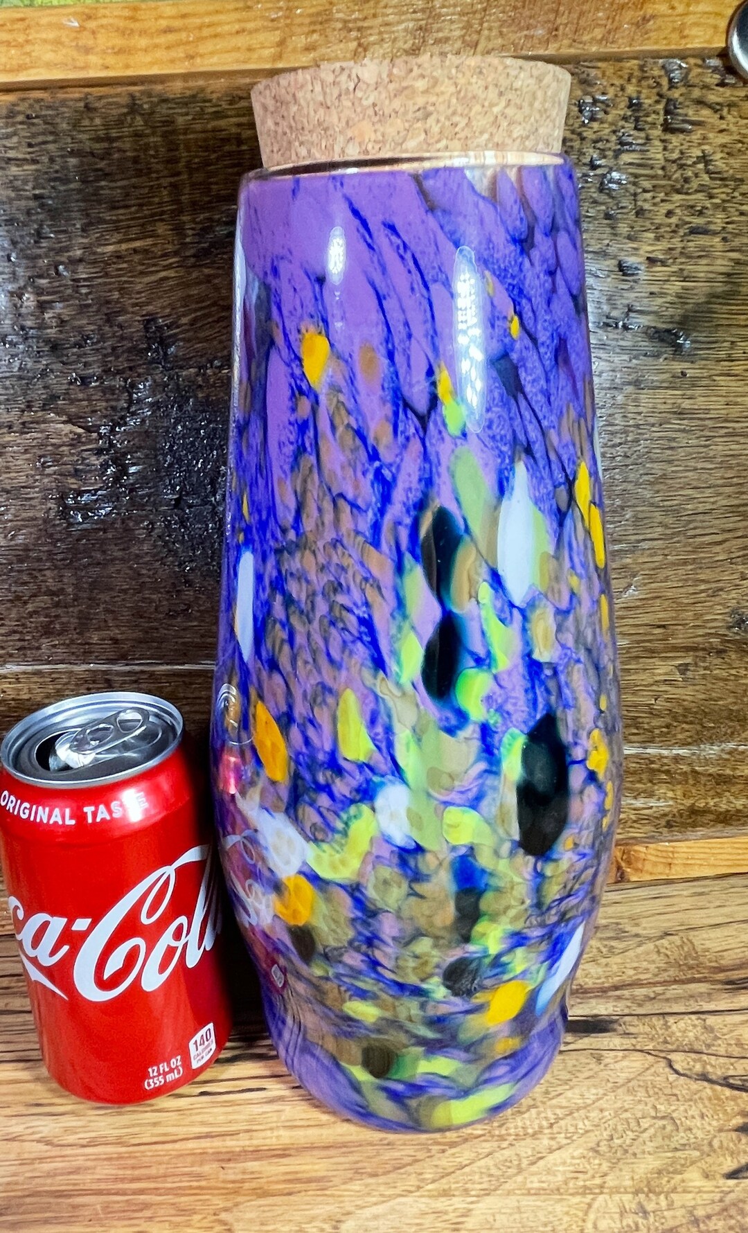 Big Purple Blown Art Glass Urn Vase Vessel Jar 11.5 Etsy