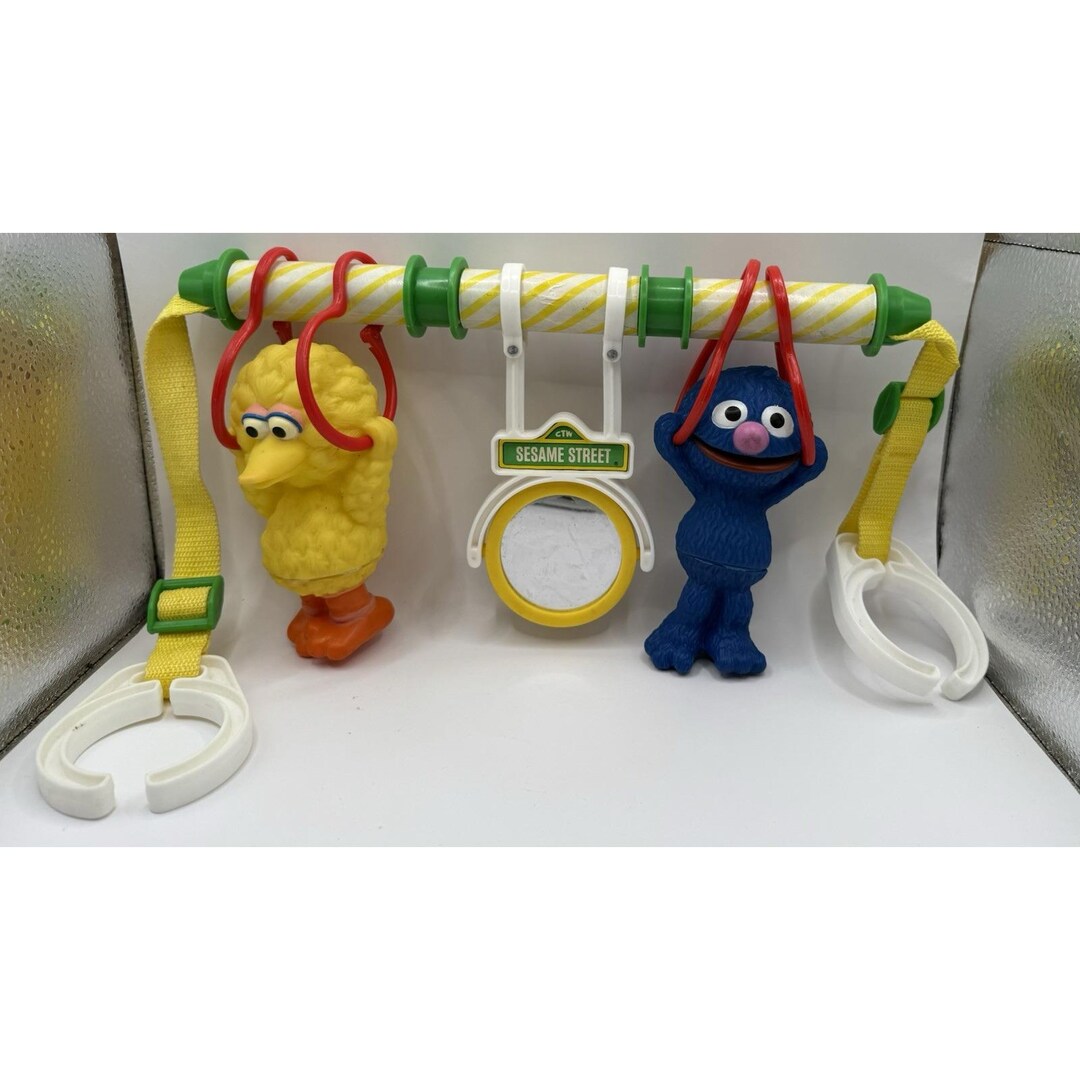 Vintage Sesame Street Crib Toy Bar Big Bird Grover Mirror - Etsy