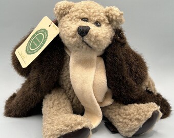 Vtg 1990s Boyds Bears Skidoo Bear Jointed Plush Scarf Fur Coat With Tags 10"