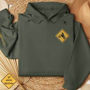 Dirt Bike Crossing Hoodie or T-Shirt, Urban Crossing Collection Motocross Graphic Street Sign, Off-Road Riding Apparel, Trail Riders Gift