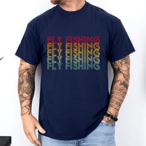 Fly Fishing Tee, Colorful Retro Style, 100% Heavy Cotton T-Shirt for Anglers, Unisex Tee, Outdoor Adventure Apparel, Gift for Fly Fishermen