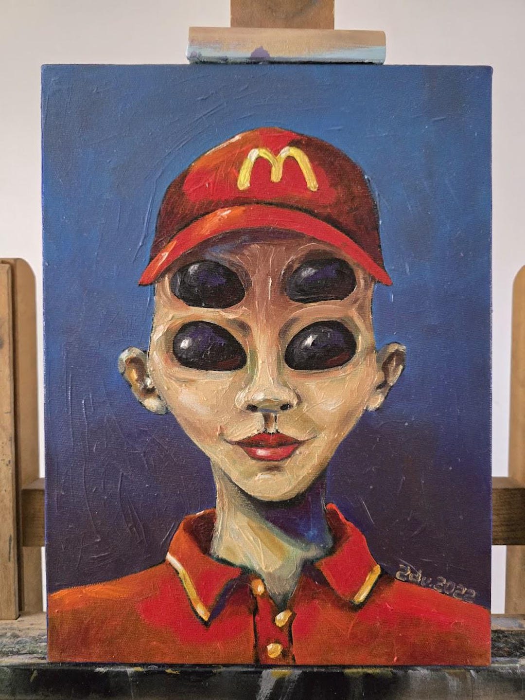 Alien Oil Painting on Canvas, Ukrainian Painting, Modern Pop Art, One ...