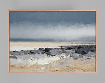 Arte costero texturizado / Descarga digital de paisaje marino abstracto / Impresión de paisaje playero neutro / Decoración costera moderna