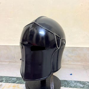 Medieval Black Crusader Helmet | Gothic Knight Helmet | Handmade Steel Great Helmet | LARP, Cosplay & Home Decor Armor image 8