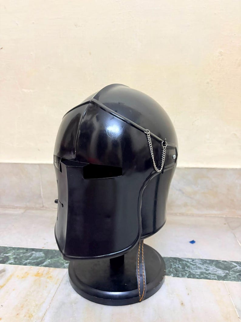 Medieval Black Crusader Helmet | Gothic Knight Helmet | Handmade Steel Great Helmet | LARP, Cosplay & Home Decor Armor image 8