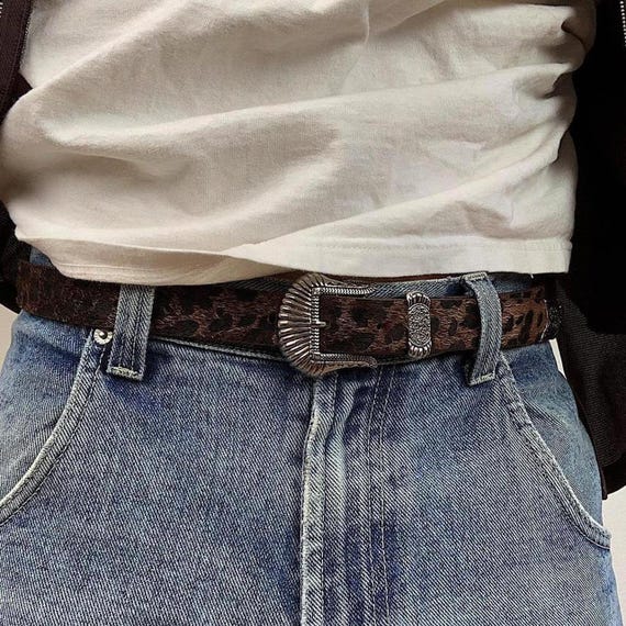 Y2K 2000's Vintage Leopard Print Belt With Silver Buckle - Etsy