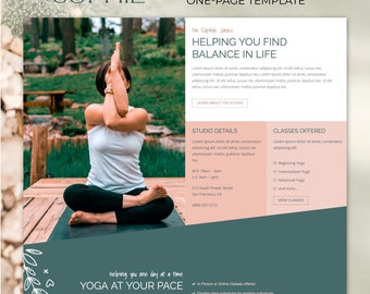 Sophie // Organic Elementor One Page Website // Wellness & Fitness Inspired Template