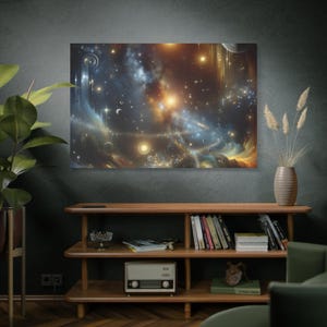 Cosmic Space Canvas Art, Galactic Wall Decor, Starry Night Home Decor, Universe Print, Stretched Canvas Art