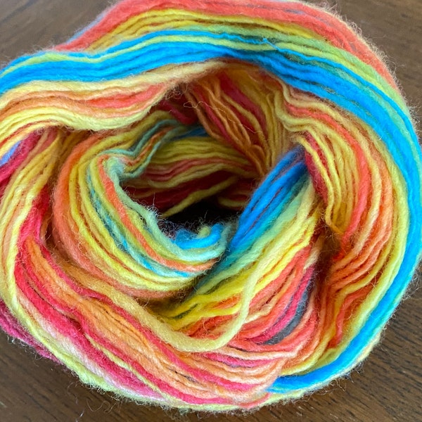 Rainbow Handspun Yarn -- 95 yards Merino Wool