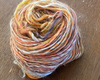 Falling Leaves Handspun Yarn 50 yards Rust Orange Brown Cream