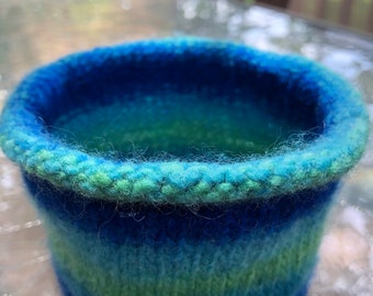 Ocean Blues Felted Bowl -Vase- Blue, Green, Teal