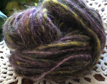 Purple Gold Mix Handspun Alpaca Romney 25 yards Mini Skein