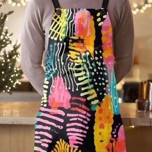 Abstract Print Apron, Colorful Neon Apron, Baking Gift, Housewarming Gift, Kitchen Apron, Gift for Cook, Gift For Chef, Foodie Gift