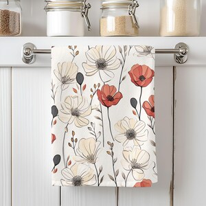 Floral Poppy Cotton Twill Kitchen Tea Towel, Girly Foodie Gift