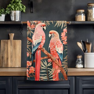 Parrot Tea Towel, Tropical Kitchen Towel, Baking Gift, Kitchen Linens, Foodie Gift, Housewarming Gift, Bird Lover Gift