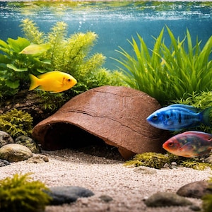 Turtle Shell Aquarium Cave – Natural Fish Hideout | Shrimp Shelter & Betta Hide | Aquascape Decor for Freshwater Tanks
