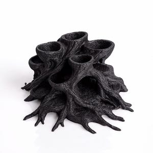 Rootcave Planter – Natural Root Aquarium Decor with Planting Cups | Fish and Shrimp Hideout, Aquascape & Paludarium Ornament Black
