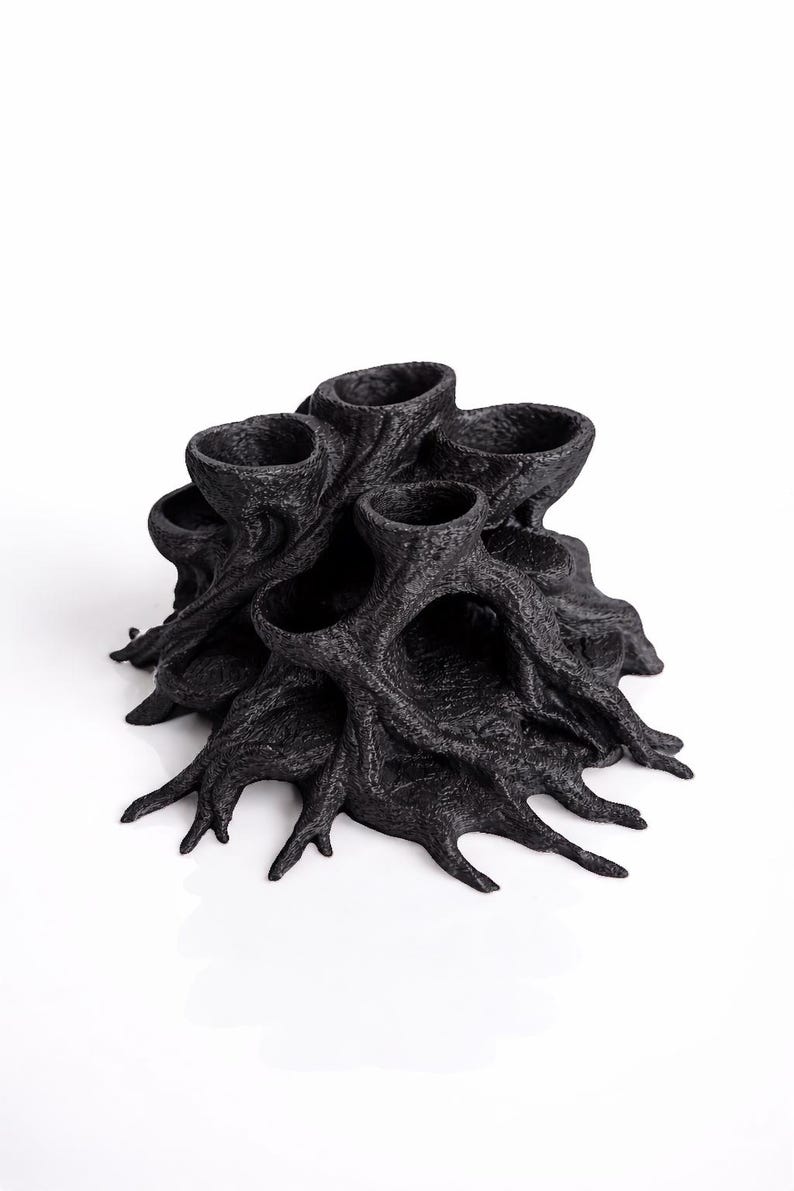Rootcave Planter – Natural Root Aquarium Decor with Planting Cups | Fish and Shrimp Hideout, Aquascape & Paludarium Ornament Black