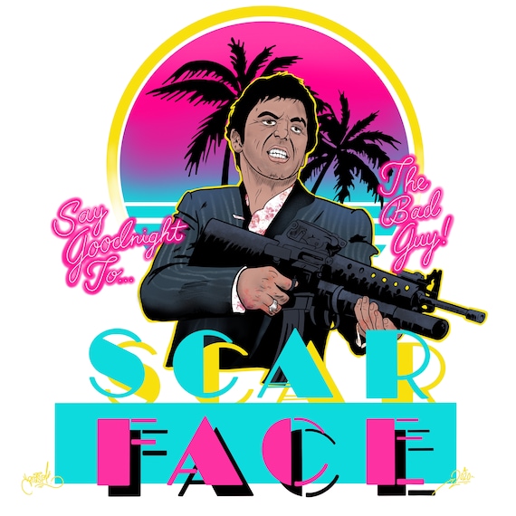 Miami Vice 'The Vice' Neon Gun T-Shirt Miami Vice 'The Vice' Neon Gun T-Shirt
