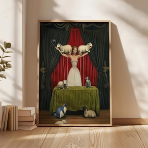 Affiche d'art du cirque, art mural rage féminine, impression numérique cirque, téléchargement numérique, art numérique, décoration d'intérieur, cadeau pour une nouvelle maison, affiche d'art animaux