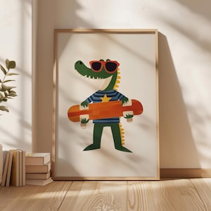 Alligator Art Prints, Cute Alligator Poster, Digital Prints, New Home Gift, Digital Download , Nursery Design, Baby Room