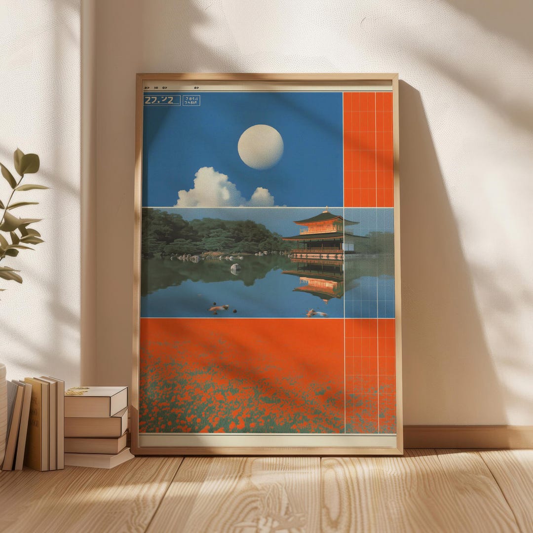 Japanese Palace Poster , Collage Wall Art , Japandi Digital Art Work ...