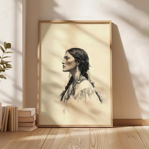 Native American poster koninklijke vrouw, Indiaanse muurkunst, antieke Indiaanse decor, digitale prints, digitale kunst downloaden