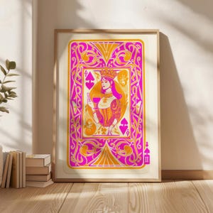 Queen of Hearts Playing Card Poster,  Lithograph of a Playing Card Poster, Playing Card Wall Art, Wall Art Design, Home Decor