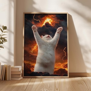 Doomsday Cat Poster, Cat Wall Art , Storm Cat Digital Download , Cat Art Print ,New Home Gift