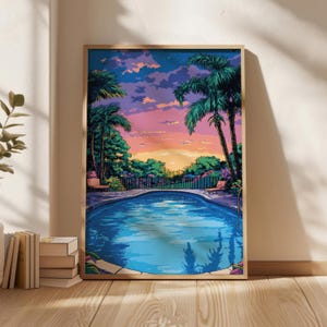 永井博　B2ポスター　HIROSHI NAGAI POSTER POOLSIDE Hiroshi Nagai Poolside in Las Vegas Print, Authentic Las