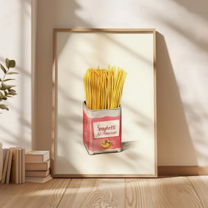 Spaghetti Poster , Retro Wall Art, Digital Art Prints, Digital Download, Home Decor, Pasta Italian Wall Art