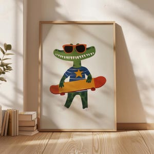 Cute Alligator Poster, Alligator Art Prints, Digital Prints, New Home Gift, Digital Download , Nursery Design, Baby Room
